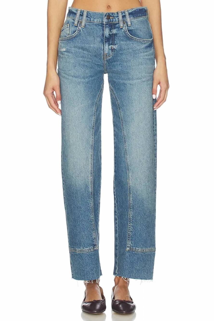 NEW FREE PEOPLE risk taker mid rise straight jeans in chance